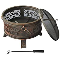 Home&amp-Decorations FT-51219B - Brasero de acero para jardín Calentador para exterior- 66 cm- Negro